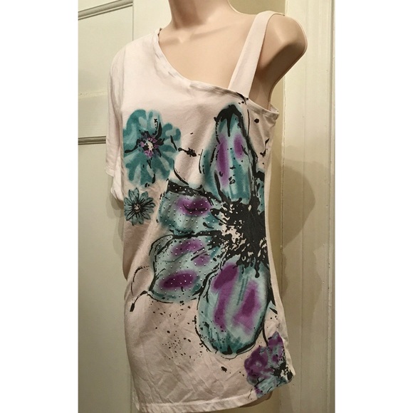 Cute One Shoulder Top By Rue 21 Medium - Picture 2 of 4